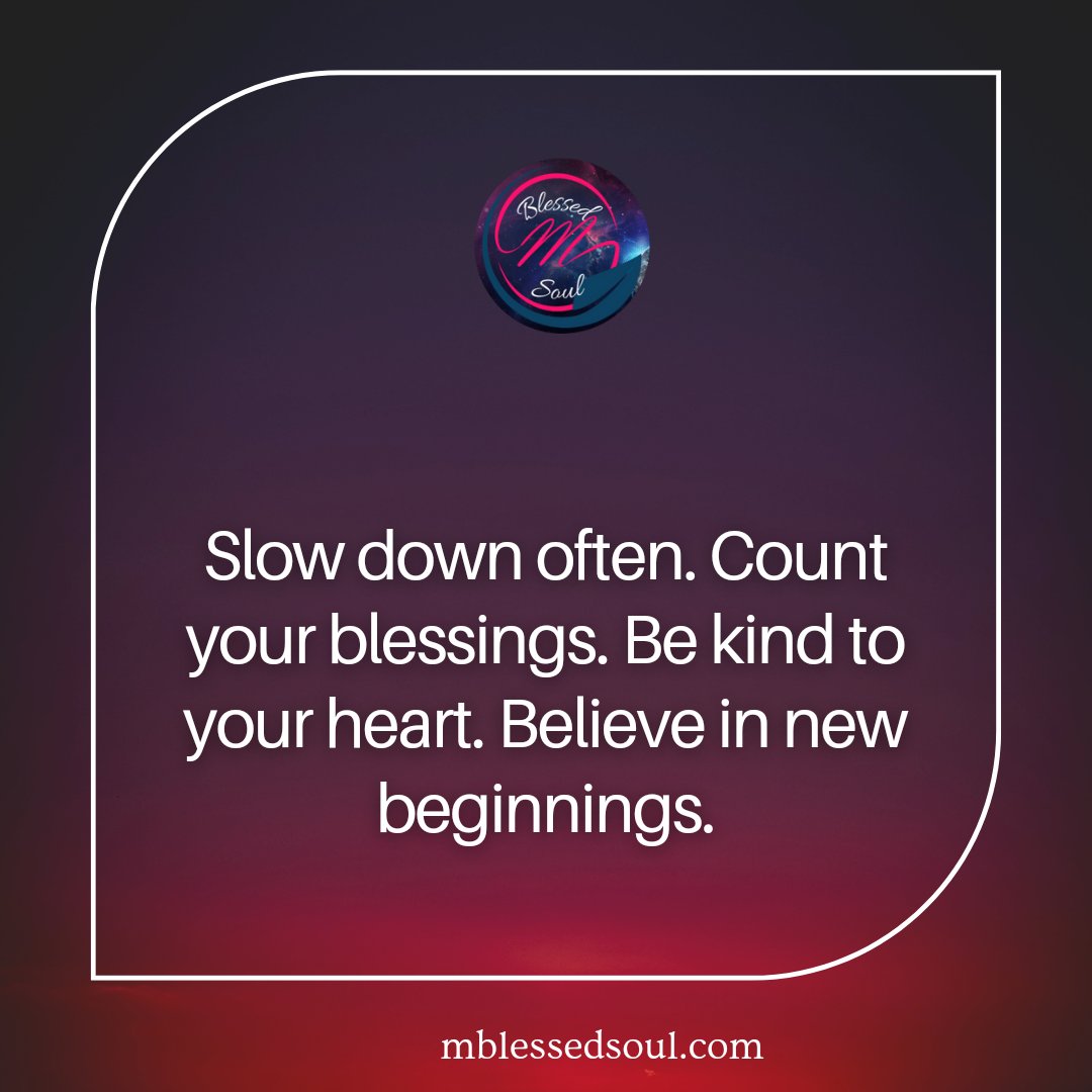 Slow down often. Count your blessings. Be kind to your heart. Believe in new beginnings.
.
.
#countyourblessings #newbeginnings #yousmile #truesmile #innerpeace #happyfromwithin #youglow #youbringchange #makebrighterplace #spreadjoy #yourpurpose #purposeoflife #bekind