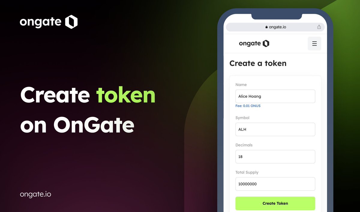 OnGate_Pad's tweet photo. ☄️Create Tokens with @OnGate_Pad 

✨ Generate your own token easily and instantly with almost zero fees 🤩🤩
 
✨Just in 1 minute, you can own your "unique" token on @ONUSChain 😎

Simple steps to start 👇 https://t.co/wFkg6qR6wg