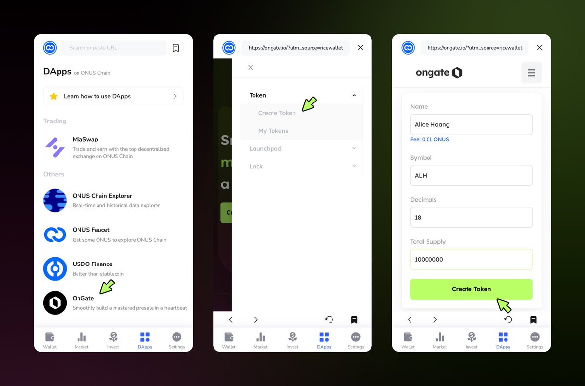 OnGate_Pad's tweet photo. 1️⃣ Visit the https://t.co/hFfFXKFO6O page
2️⃣ Make sure you have connected your wallet to OnGate
3️⃣ On the Menu bar, select Token >> Create Token https://t.co/RZbQ3XPqaA
