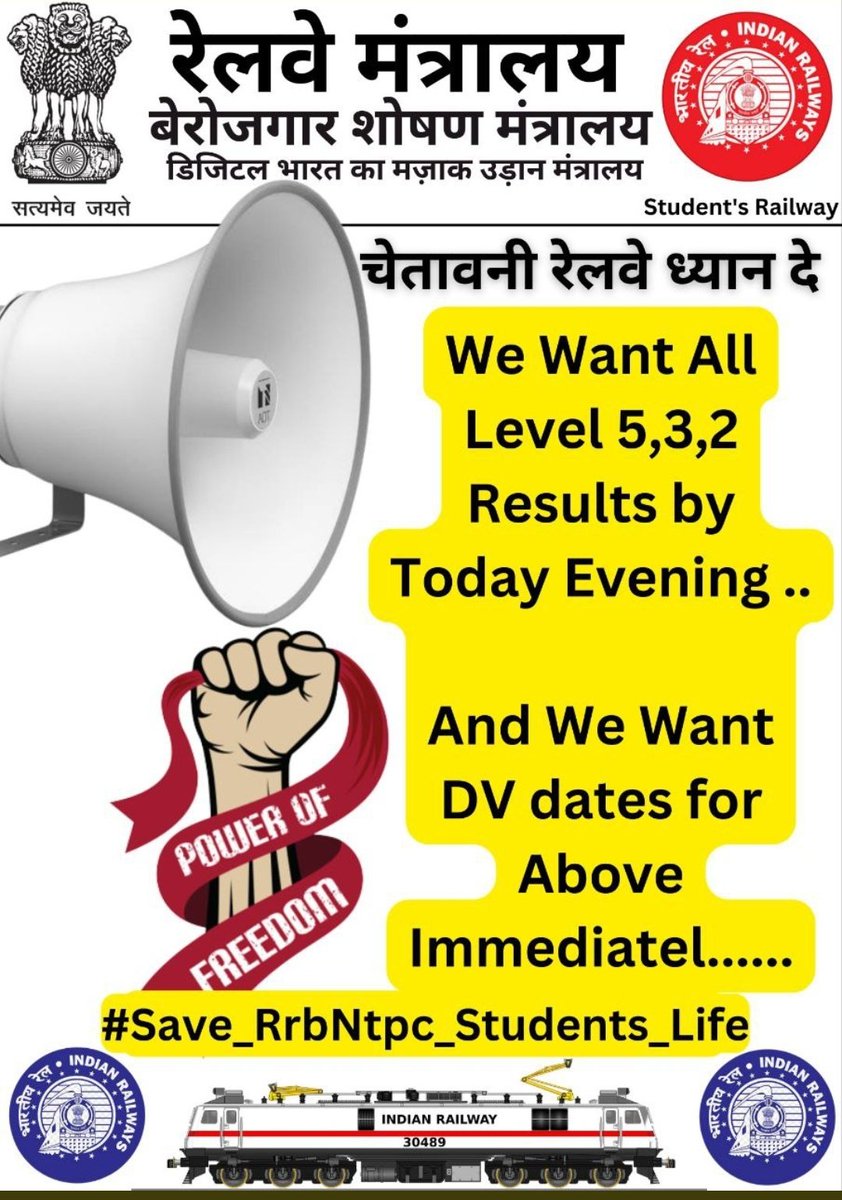 MoumitaMoyra1's tweet photo. #Save_RrbNtpc_Students_Life
#Declare_Ntpc_L5result
Why does typing status not come yet...??? Please declare all level result as soon as possible.
@RailMinIndia @PTI_News @AshwiniVaishnaw @PMOIndia @RRBKOLKATA @rrbmalda https://t.co/wueVE1Gjps