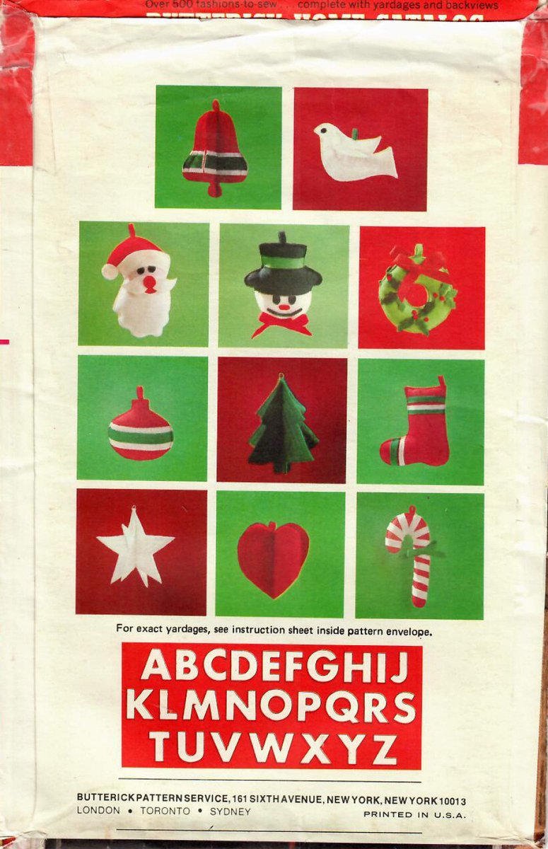 linscottage's tweet image. Sleek sellouts! 🤓. Order 1970s Butterick 5093 UNCUT Vintage Craft Pattern Holiday Decor, Christmas Ornaments, Christmas Decorations, Holiday Wreath, Garland at $10.00 from etsy.com/listing/856930… #HolidayPattern #HolidayDecor