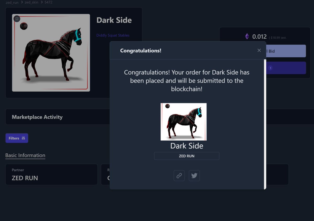 CryptoSonarETH's tweet image. What a great night, gave away a horse and a skin. Raced Genesis' CM Zed Discord Horse in QF then sent it back. Big shoutout to @TheAccountan7 for adding a giveaway horse, and CONGRATS to @Spoodge6 On the big win and also @ScuderiaRacing  Let's Go Let's Grow... @zed_run Z4 Leg Nak
