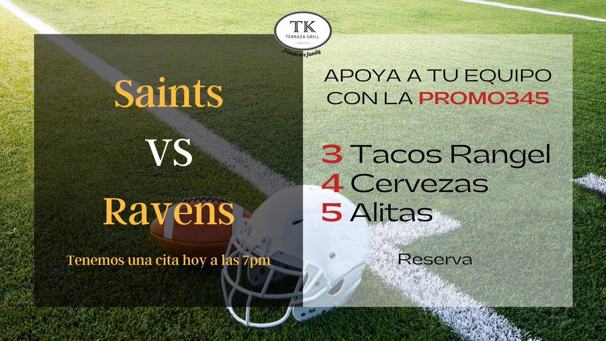 tkterrazagrill's tweet photo. ¡Es Lunes de Monday Night! 🏈
¿A quién le vas?
Nos vemos a las 19:00 hrs para ver el partido en TK Terraza.
Durante el partido, #Promo345
🏈 3 Tacos Rangel 🌮
🏈 4 Cervezas🍻
🏈 5 Alitas 🍗
Por $345
Haz tu reservación por WhatsApp al 55 2775 8586 📲 https://t.co/GJnkleTTBI