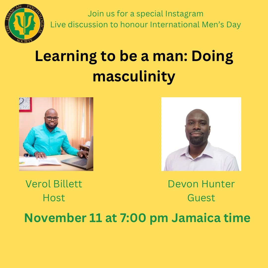 JamPsych's tweet image. Join us for this timely conversation between men, for men. Please send in questions to our hosts once the event starts.