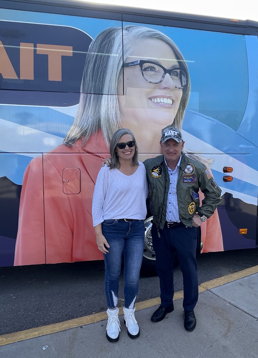 katiehobbs's tweet photo. Thanks for joining us on the #SolutionsCantWait bus @CaptMarkKelly!
Now, let’s win on Tuesday 🚀 https://t.co/nObwHafxDP