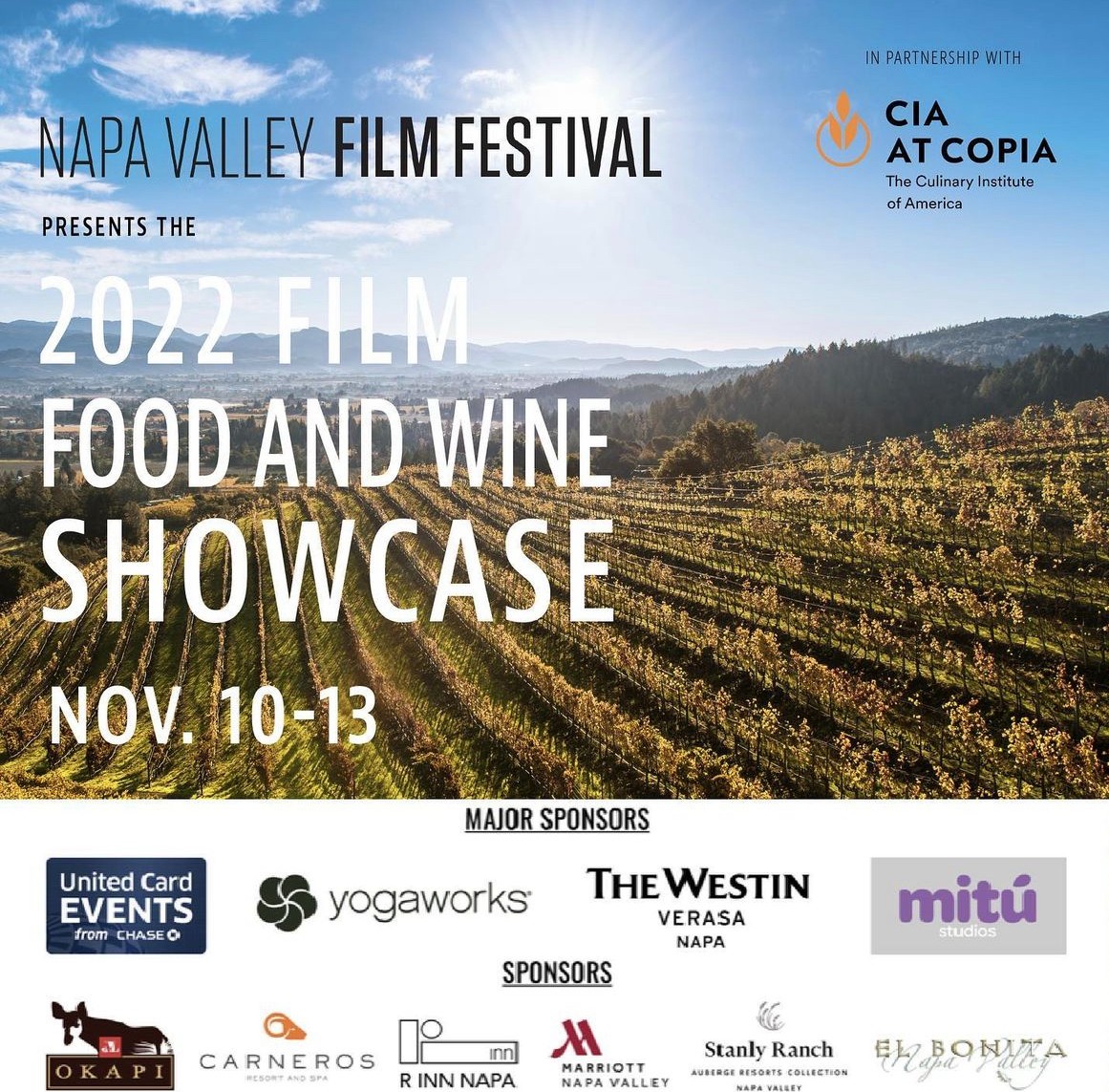 Treat yourself to great food, wine and films. 😍 Starting Friday, November 10 and running through Sunday, November 13, the Napa Valley Film Festival and the CIA at Copia will present its inaugural Film, Food and Wine Showcase. 📸: NapaFilmFest ➡️ fal.cn/3tnta