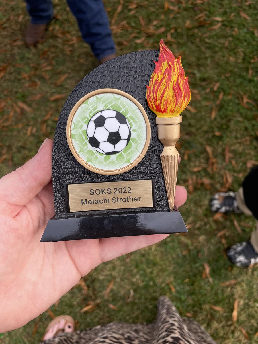 MeganLove31's tweet photo. @StrotherCornell  look at our boy his first trophy I know you was watching him and I know you are so proud of him he came so far his first year of soccer I just wish you really could have been here https://t.co/kj4RTi1wyR