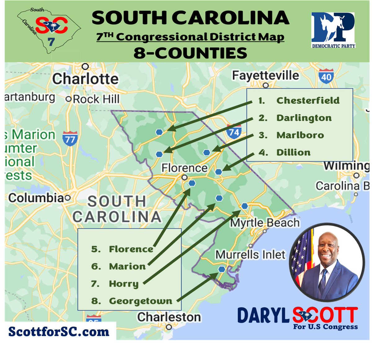 ScottForSC's tweet photo. Tuesday, November 8th, 2022. Election day is here. Voters in South Carolina will be asked to present a Photo ID when checking in to vote. Vote Daryl Scott for Congress https://t.co/IXN4G2qPAE https://t.co/Pknp3jvmYb