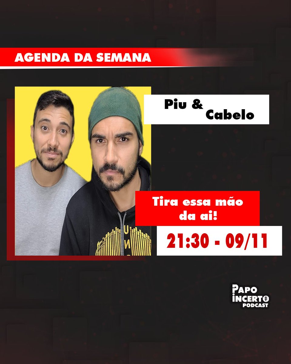 PapoIncerto's tweet photo. Agenda da Semana
08/11 - as 21:30
Rodrigo Banzato @ThegameParallel 
com apresentador convidado @Marido_Gamer
09/11 - as 21:30
Piu e Cabelo 
#papoincerto #lgbtpodcasters #podcast #games #gamesbrasil #parallel #piuecabelo https://t.co/v2lrJczGTt