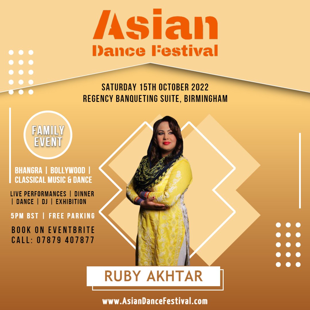 Thank you to the popular award winning artist Ruby Akhtar for supporting Asian Dance Festival 2022.

This family event was a huge success in promoting south asian performing arts, culture and unity.

#asiandancefestival2022
#asiandancefestival 
#cultureunite