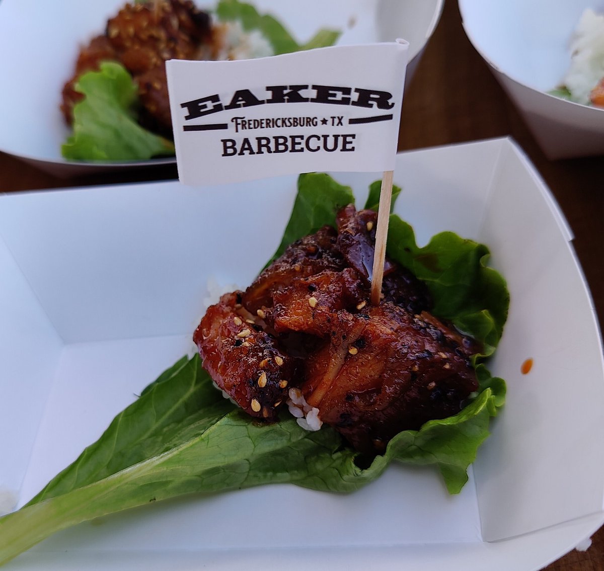 BBQpodcast's tweet photo. Had several tasty bites @EakerBarbecue ,  the pineapple was a nice treat too but I ate it before I could take a pic
#tmbbqfest https://t.co/toY3XaZCov