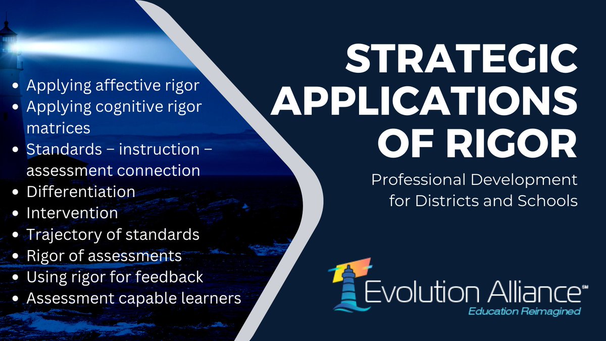 cogknowmsp's tweet image. This week’s highlighted Professional Development Area of Focus:  Strategic Applications of Rigor
evolutionalliance.education/professional-d…
#InstructionalLeadership #CurriculumLeadership #TeacherLeaders