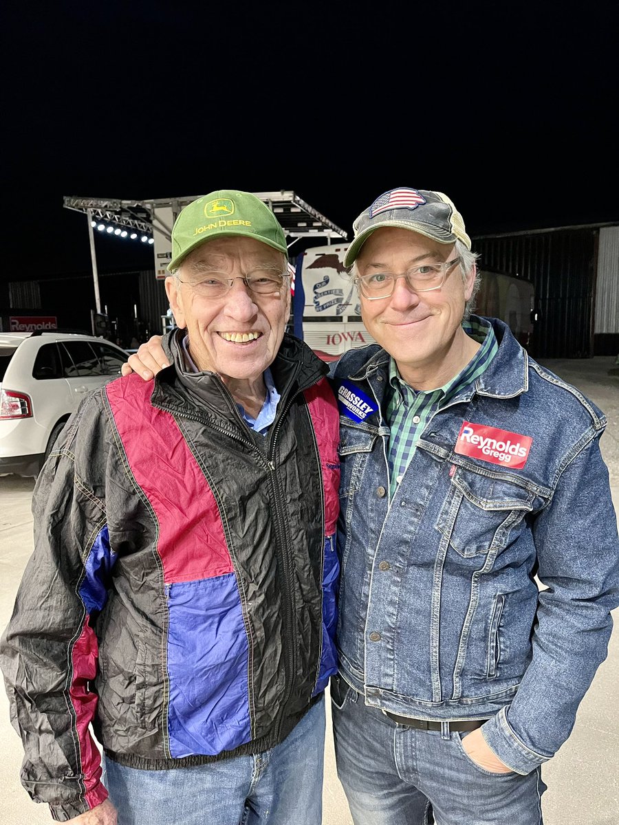 YoungforIAHouse's tweet photo. After a day of knocking more doors, it’s always great to end the day seeing my good friend @GrassleyWorks. https://t.co/qCxLVUgk6X