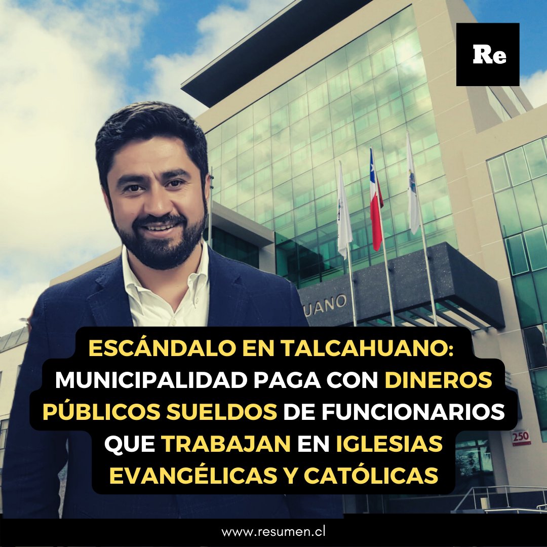 Al menos desde el año 2019, la Municipalidad de Talcahuano conducida por Henry Campos (UDI), paga impajaritablemente el sueldo de una treintena de trabajadores que realizan aseo y mantención en iglesias evangélicas y católicas en el puerto. resumen.cl/articulos/esca…