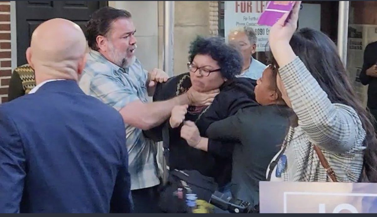 RRHElections's tweet image. New York Councilwoman Crystal Hudson (D) had a busy night last night at the Kathy Hochul (D) rally. She held a Lee Zeldin (R) supporter's arm as another man choked her. No word if Hudson's picture with Kathy Hochul occurred before or after the assault.