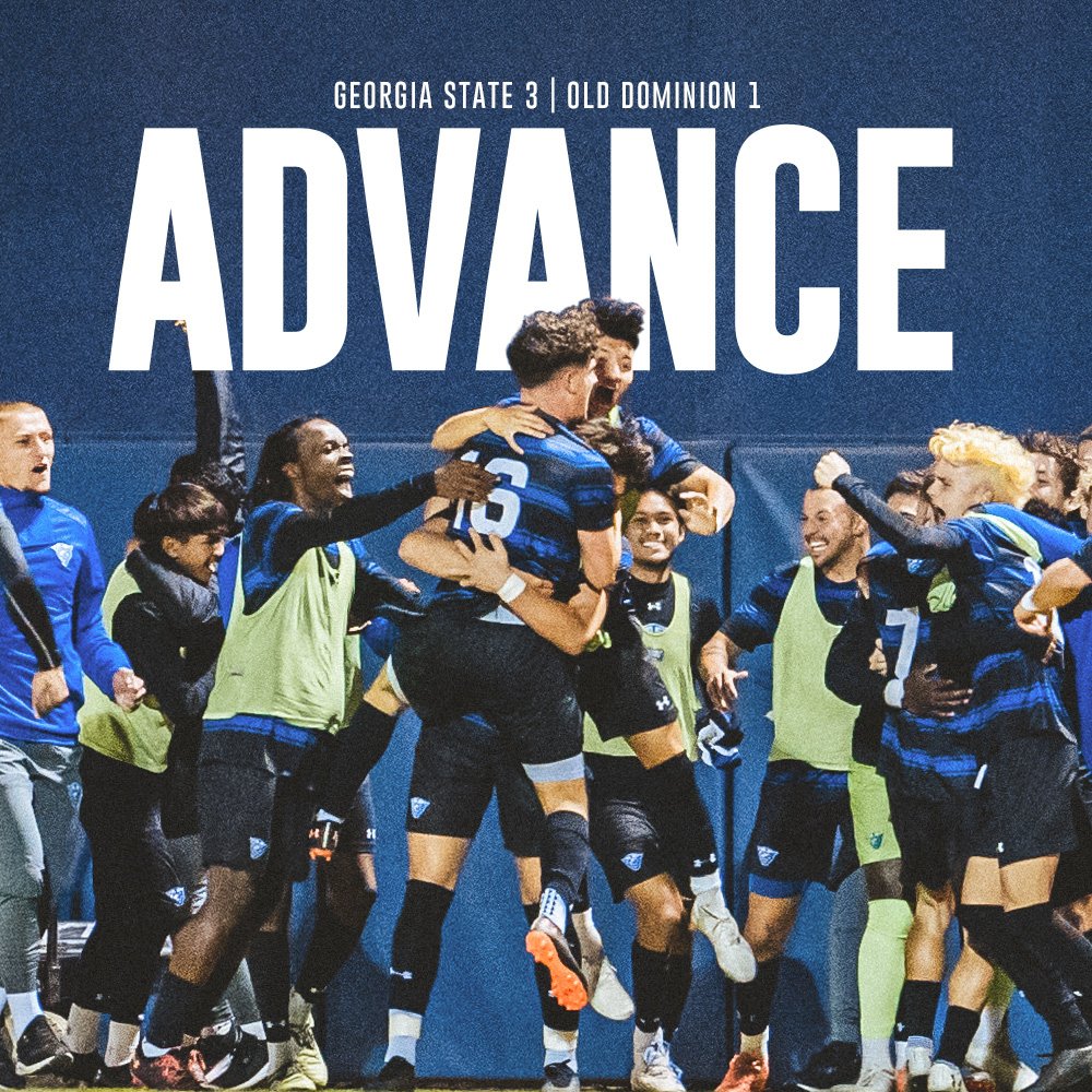 GSU_MSoccer's tweet photo. 𝐇𝐞𝐚𝐝𝐞𝐝 𝐭𝐨 𝐭𝐡𝐞 𝐒𝐞𝐦𝐢𝐬 💥

#OurCity | #LightItBlue https://t.co/YkJXLOE7mh