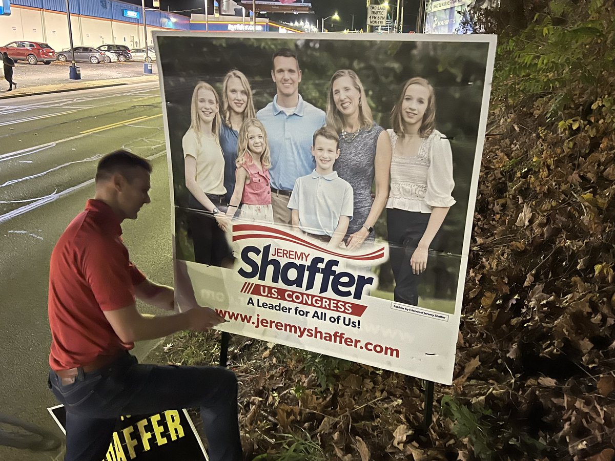 Nothing like installing 4x4 signs around the district to get you in the Election Day mood! Less than 34 hours until the polls open! #PA17
