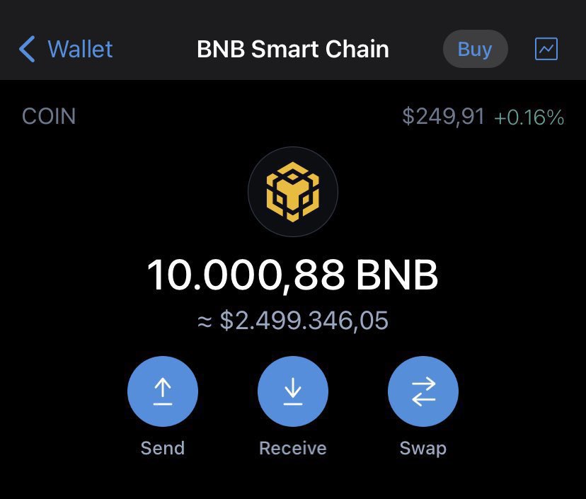 You’ll receive 1 $BNB ( $360 )🎉

For the first 5000 people who follow &amp; Retweet this 

Drop your $BNB Address &amp; tag your friends  
💰💰

🏆First Come First Serve
#BinanceSmartChain #ETH #BNB