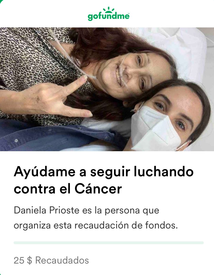 DanielaPriostee's tweet photo. Mi mamá tiene 3 años luchando contra el Cáncer de pulmón, hace 3 días la ingresamos de emergencia por un derrame pleural, no es un secreto los costos elevados de las clínicas y en esta oportunidad les pido de su ayuda ya sea orando, reposteando o donando https://t.co/7mUvD7q3iV https://t.co/CoFOTmse4a