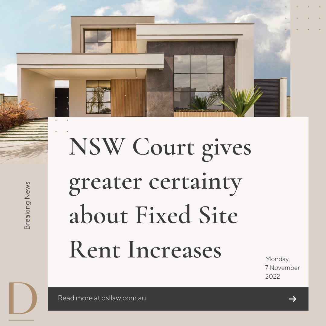 DslLaw's tweet photo. The land lease community has greater certainty about “fixed calculation” site fee increases in New South Wales as a result of the October case of Rowe v Kincumber Nautical Village Pty Ltd [2022] NSWSC 1378.

Read more at: 
https://t.co/6MoKtMxfYz https://t.co/JTBVVftHzp
