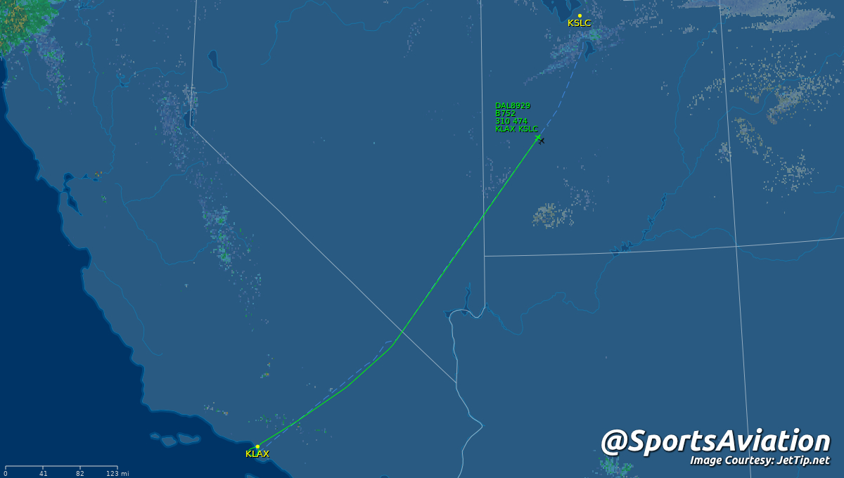 SportsAviation's tweet image. 🏀 Los Angeles Lakers (@Lakers) #LakeShow
🆚 Utah Jazz #TakeNote #LALvsUTA
✈️ N664DN | DAL8929 | B752
🛫 LAX - 5:17 pm PT
🛬 SLC - 7:37 pm MT
📡 Tracking: jettip.net/airport/kslc/9…