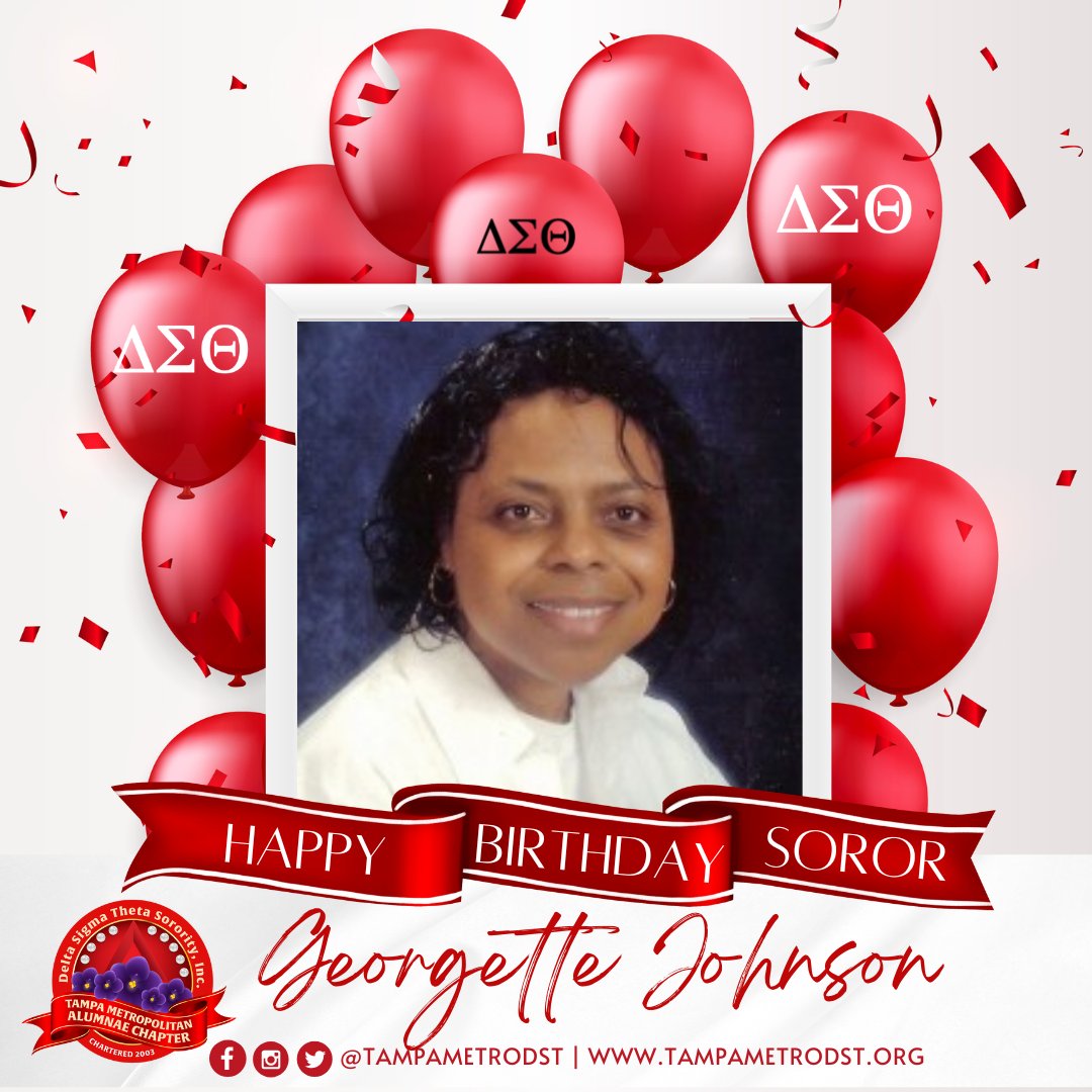 Tampametrodst's tweet photo. #CelebratingYOU Wishing Soror Georgette Johnson a very happy birthday!
#TMACBirthdays #TampaMetroDST #TMACDST #DST1913 #TMACMagic https://t.co/CmMObPwMfl