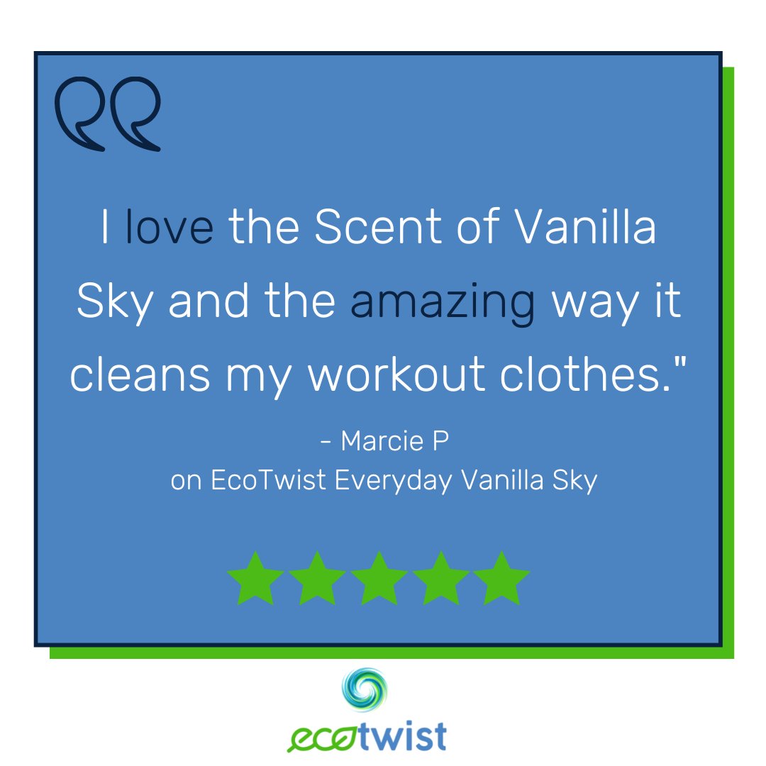 ecotwistclean's tweet photo. Our Everyday Vanilla Sky is a top favorite for sure! Thanks, Marcie P for your kind words!  

#EcoTwistClean #ecotwist #detergent #laundry #ecofriendly #dirtylaundry #smell #twist #cleanclothes #cleandetergent #detergentforlife #actuallycleanclothes #clean #odorreleasetechnology https://t.co/pluy8SYIoK