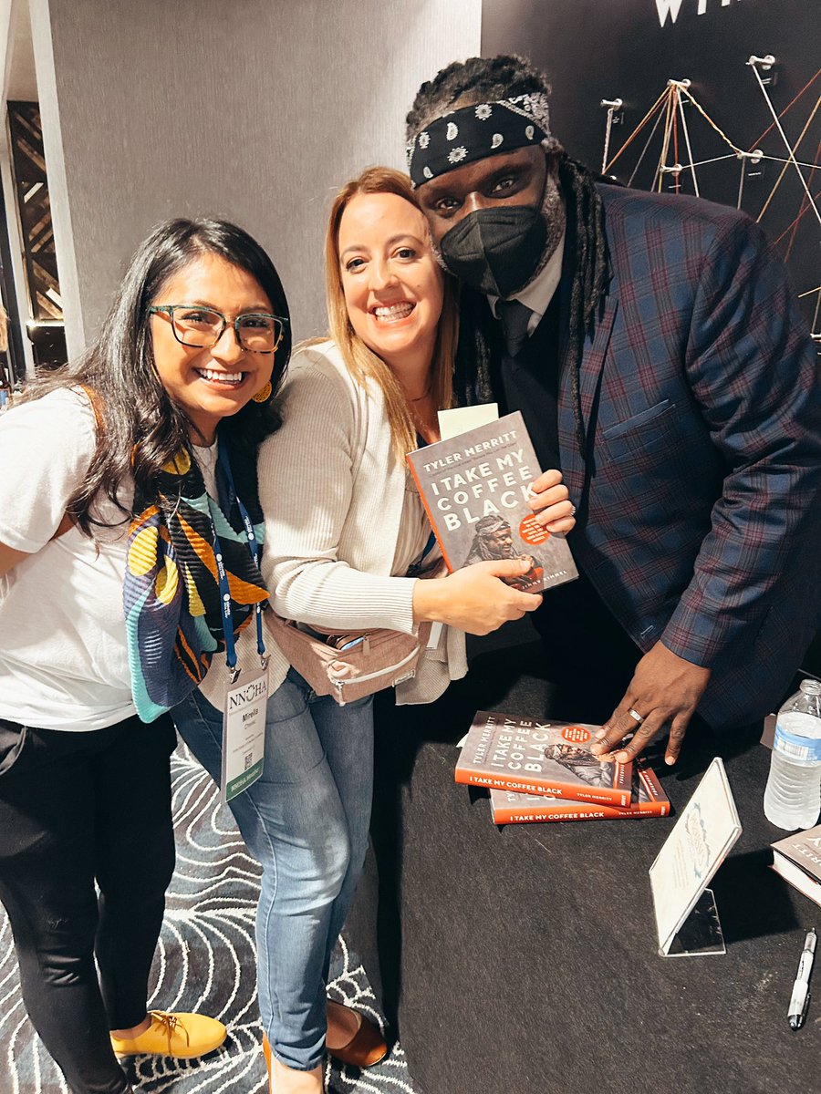 Our night at #NNOHA2022 is complete! We were so inspired by <a href="/TTMProject/">The Tyler Merritt Project</a>, we couldn’t wait to buy his book — &amp; he signed it! He was lovely &amp; gracious. Next up: downloading his audio book. Maybe he’ll sing on it too? A man of many talents! #read #booklover #blackauthors #starstruck
