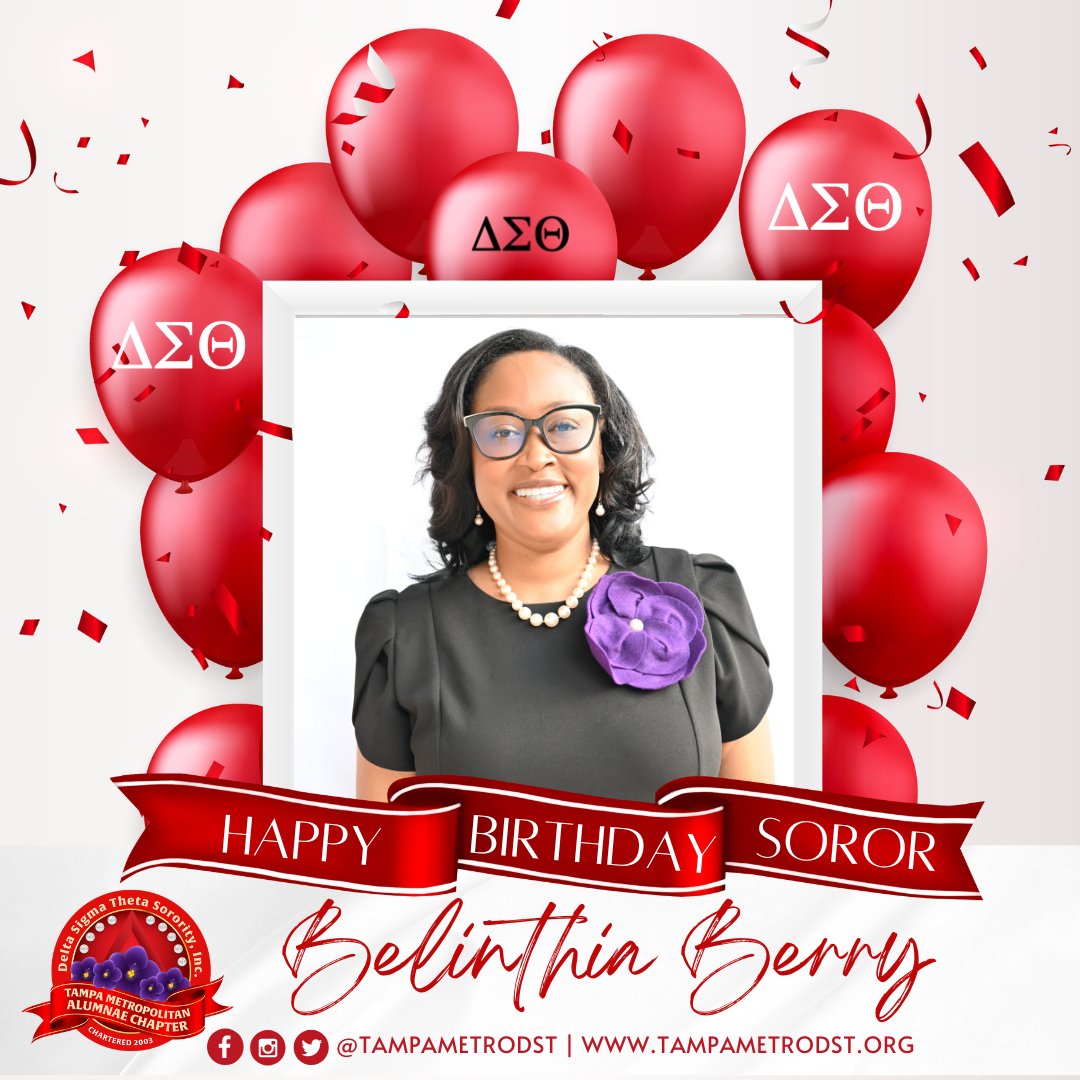 Tampametrodst's tweet photo. #CelebratingYOU Wishing Soror Belinthia Berry a very happy birthday!
#TMACBirthdays #TampaMetroDST #TMACDST #DST1913 #TMACMagic https://t.co/wvvLW02BeX