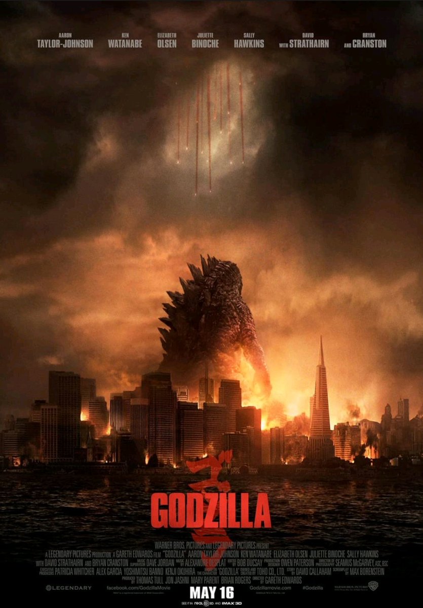 #NowWatching #FilmTwitter 🎥🎬
#Godzilla (2014)

#AaronTaylorJohnson #KenWatanabe 
#ElizabethOlsen #JulietteBinoche 
#SallyHawkins #DavidStrathairn 
#BryanCranston #Kaiju