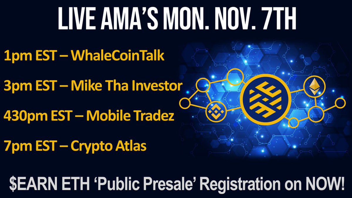 FitnessMamma's tweet photo. #EverEarn @theEverEarn #Crypto Monday #November 7th LIVE #AMAs 
1pm EST @WhaleCoinTalk, 
3pm EST @MikeThaInvestor, 
4:30pm EST @MobileTradez &amp; 
7pm EST @CryptoAtlasYT 
All found in the TG channel 👇🏻
https://t.co/jKSYWRJoo0

Launching on the #ETH &amp; #POLY #blockchains 
#Whitelist https://t.co/doC5qKcQjE