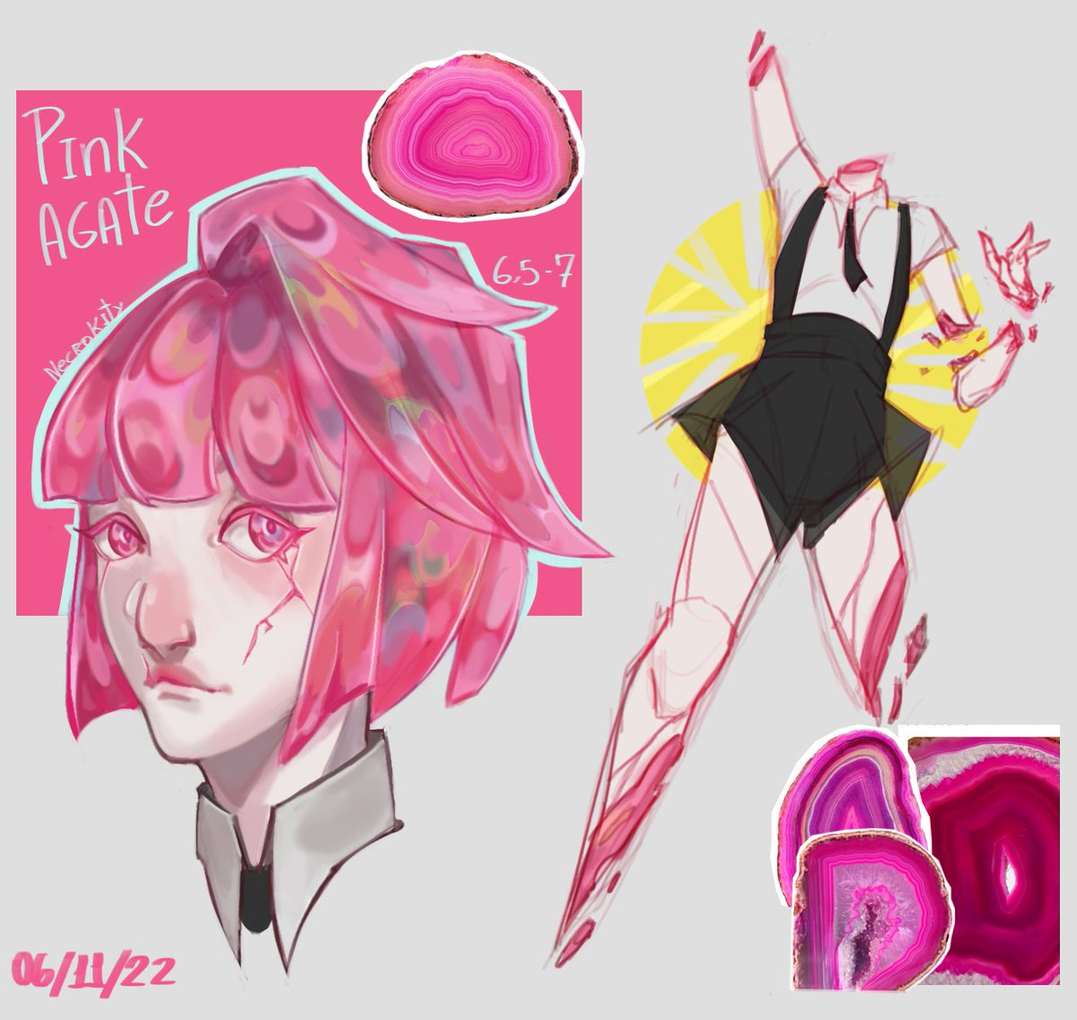 Necroye's tweet photo. That's my HNK Sona
At first was a Rose quartz but i end up coloring way too much pinker than supposed to be, so it became a Pink Agate !
#HousekiNoKuni #Art #PinkAgate https://t.co/0HKtTjq4ZG