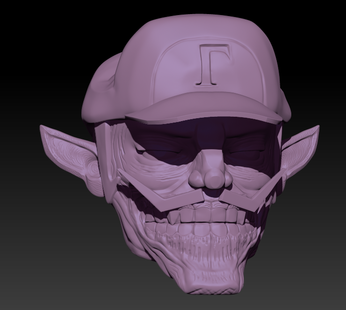 ModelingMadman's tweet photo. WIP shot of my #zbrush model of Waluigi in Junji Ito style by @JuliaLepetit of @DrawfeeShow, also known as Wallem Duigi! https://t.co/YZRr5Oir30