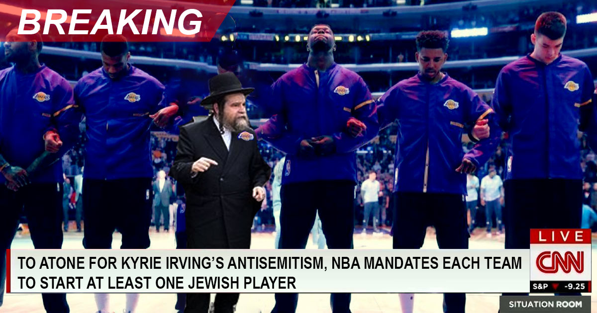 Genesius_Times's tweet photo. To atone for Kyrie Irving’s antisemitism, the NBA mandates each team start at least 1 Jewish player • Genesius Times @ThatmattersNews #KyrieIrving #antisemitism #antidefamation #racism #NBA https://t.co/LR7rl6tZlm https://t.co/j3ztsZBYNZ