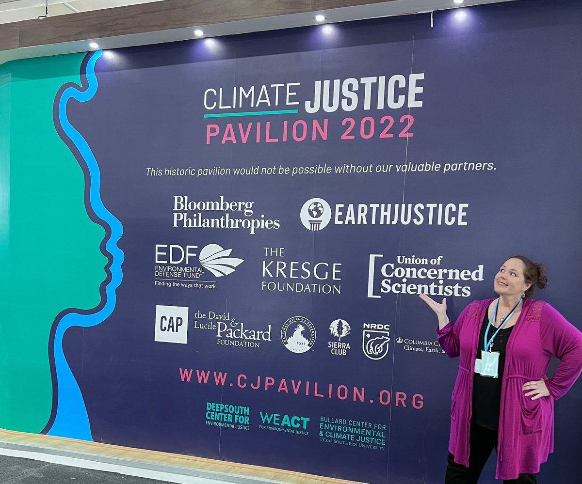 lovemydox's tweet photo. So excited about the very first Climate Justice Pavilion in the Blue Zone! #COP27 @DSCEJ @weact4ej  @BullardCenter @CJPavilion https://t.co/WTpmfcG22W