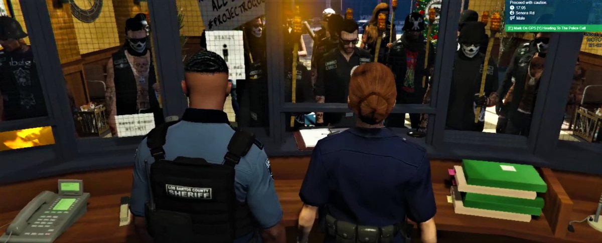 Yin2maYang's tweet image. Peaceful Protest inside MRPD.. Bikers were upset about new hostage/demand structure. #ProjectRogueRP #twitchstreamer #TwitchAffliate #WeEatinTV #GTAV #FiveM