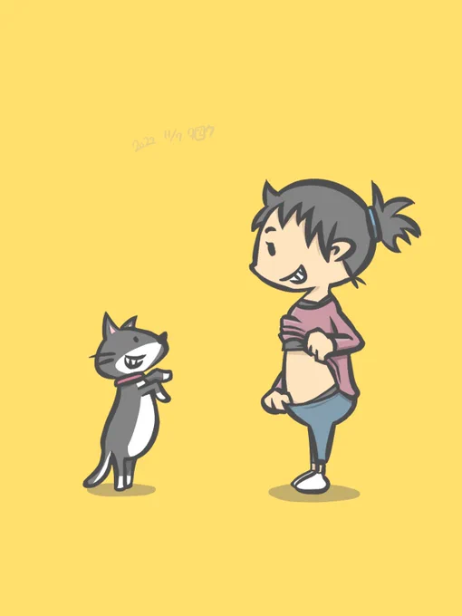 11/7 (270/365) 「「撫でてもいいよ」」 #今日は何の日 #いいおなかの日 #イラスト #illustration #一日一絵