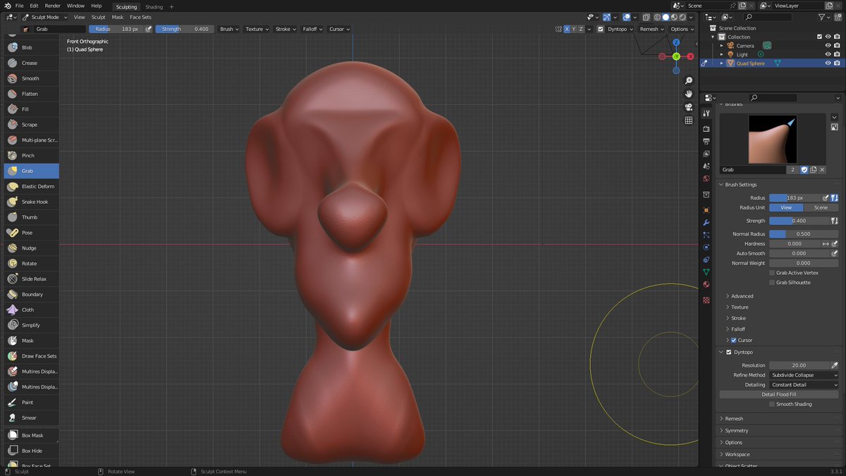 My 2nd attempt at the Beginner Follow Along 3D sculpting tutorial by <a href="/grantabbitt/">grant abbitt</a> 😂😂😂😂😂😂
I promise it get's beter 😄
