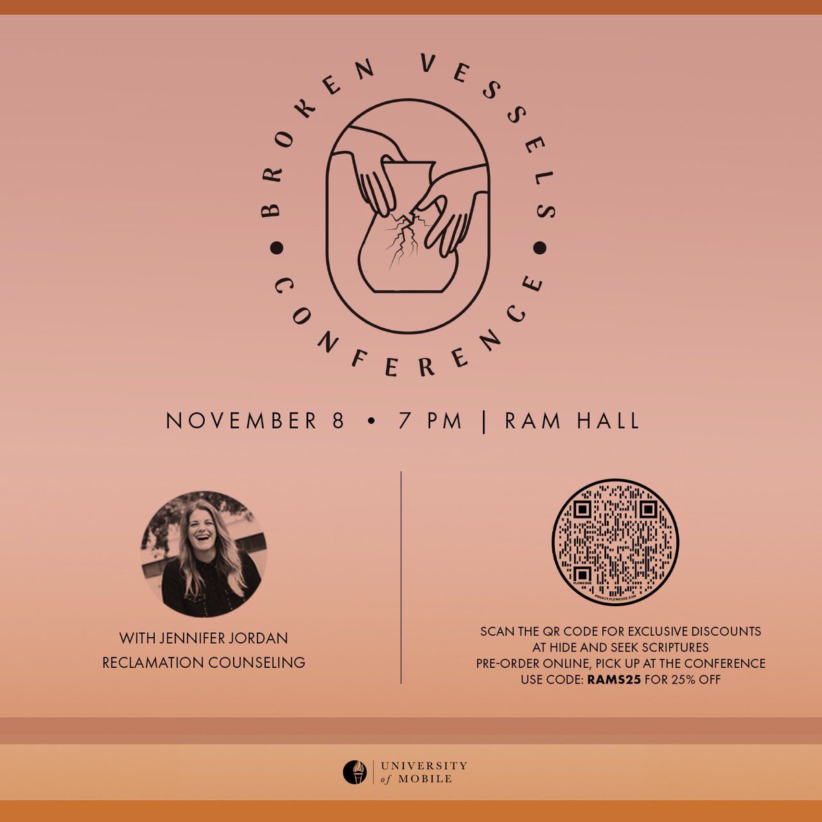 STUDENTLIFEUM's tweet photo. Ladies, don’t forget! The Broken Vessels Conference is THIS TUESDAY! Nov. 8 • 7 pm • Ram Hall ✨ https://t.co/dFtt7Va6N9