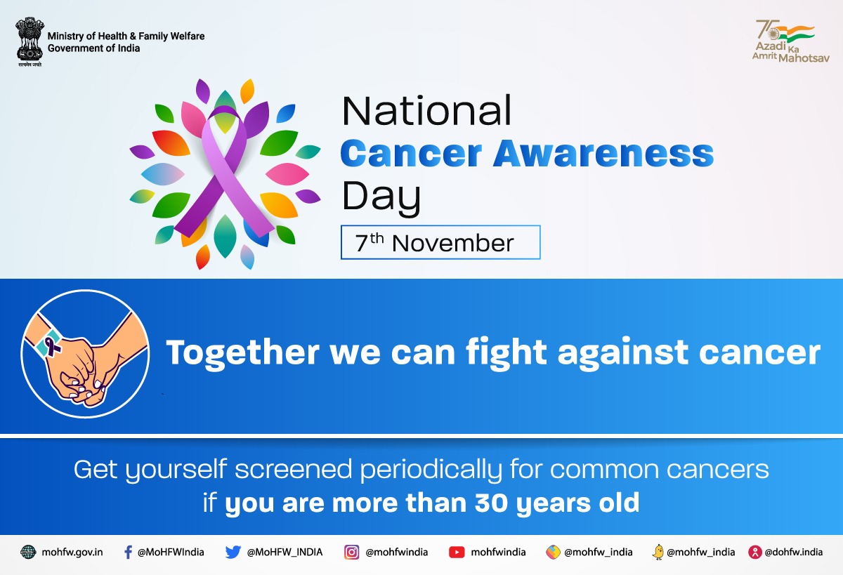 #Cancer is treatable if detected early. Let’s join our hands together to create awareness for prevention of cancer. #NationalCancerAwarenessDay #SwasthaBharat