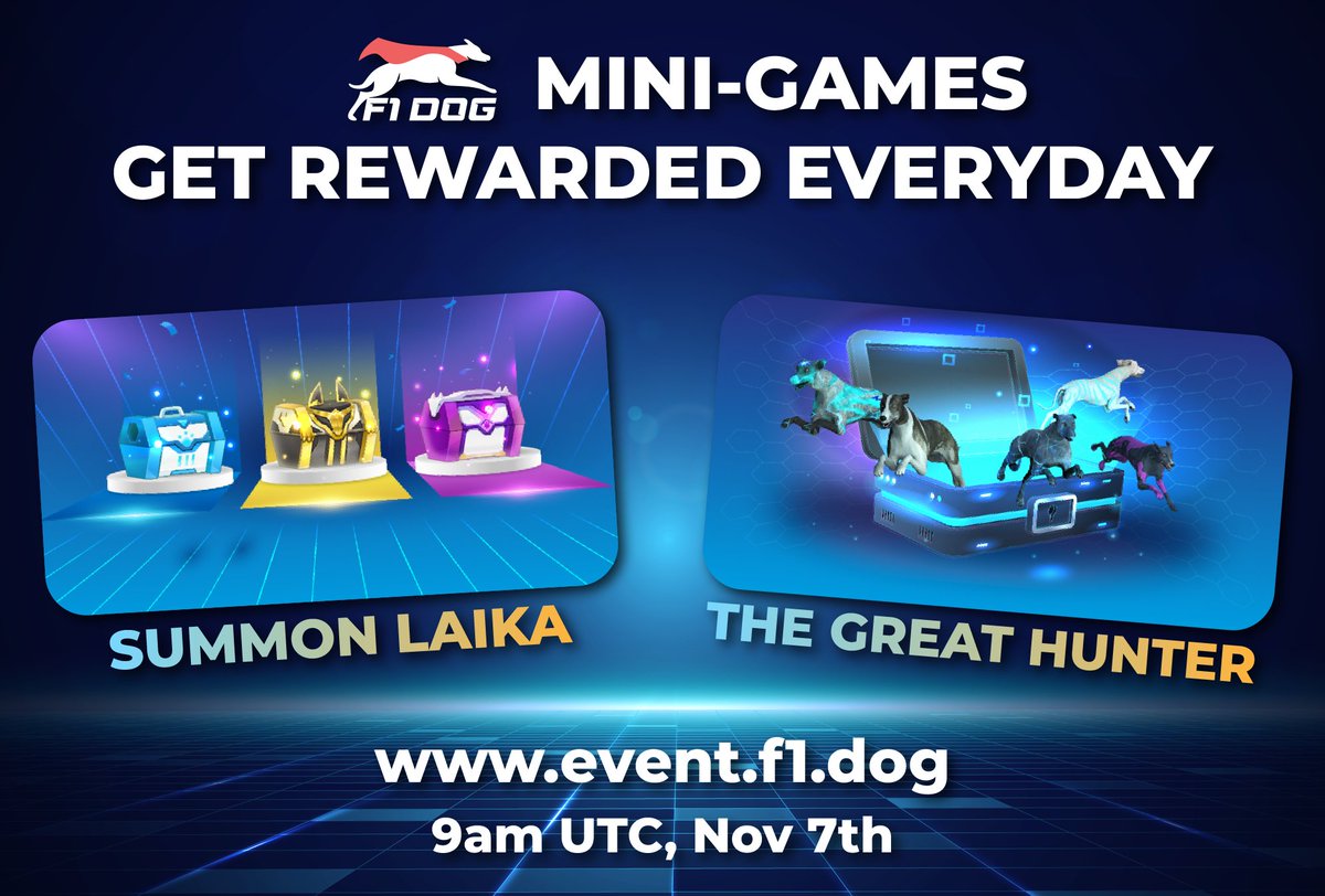 💰EXPLORE F1 DOG MINI-GAMES💰

Winners get rewarded everyday with Mystery Boxes, play for free at:
👉event.f1.dog

Start today at 9 AM UTC!!

#Aptos #AptosNFTs