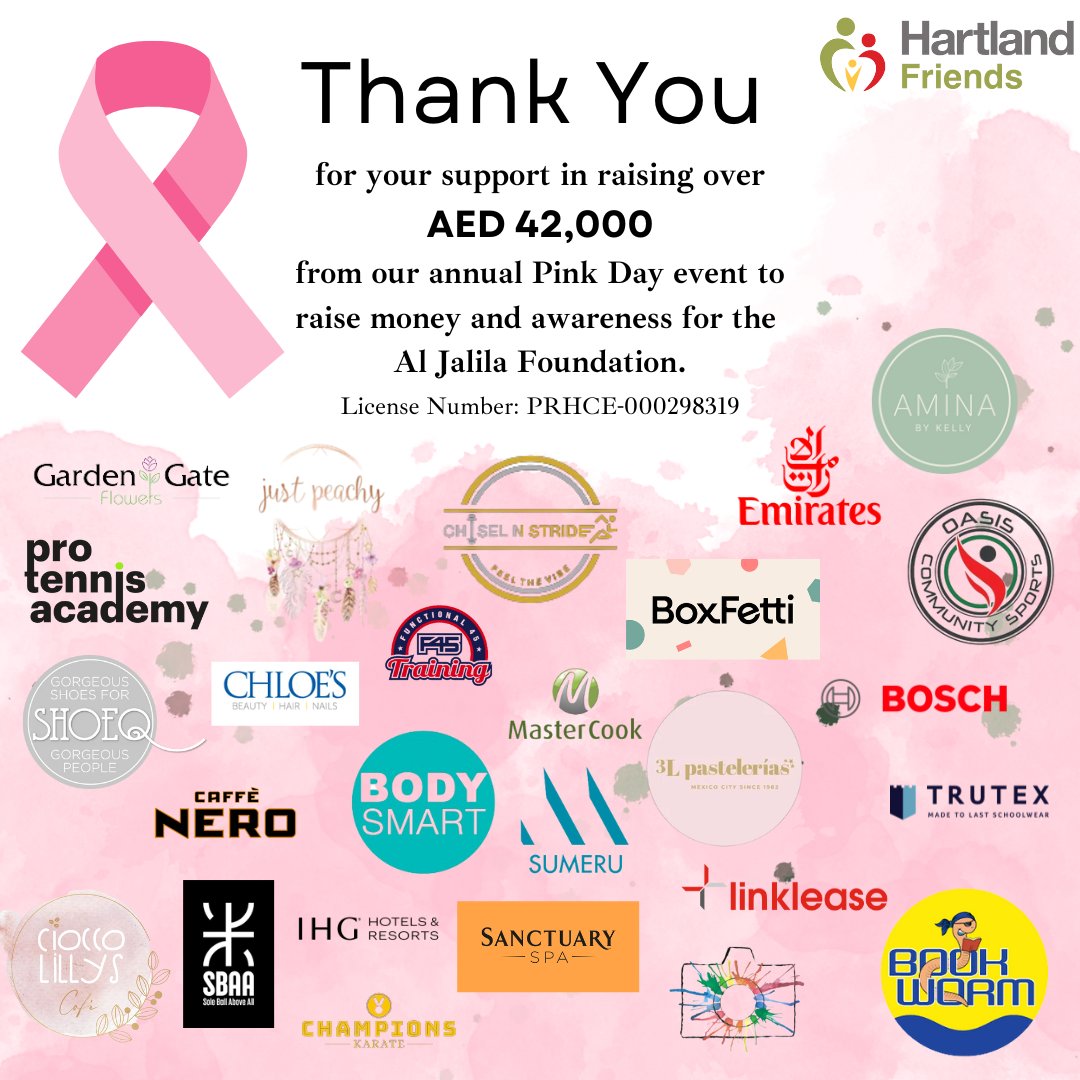 We have more than doubled last year’s 'Pink Day' efforts and raised a phenomenal AED 42,088.25 which will all go to the <a href="/aljalilauae/">Al Jalila Foundation</a>, raising funds for breast cancer treatment and research in the UAE and to further increase awareness of the disease.

<a href="/KHDA/">KHDA | هيئة المعرفة والتنمية البشرية بدبي</a> @COBISorg @BSMEorg