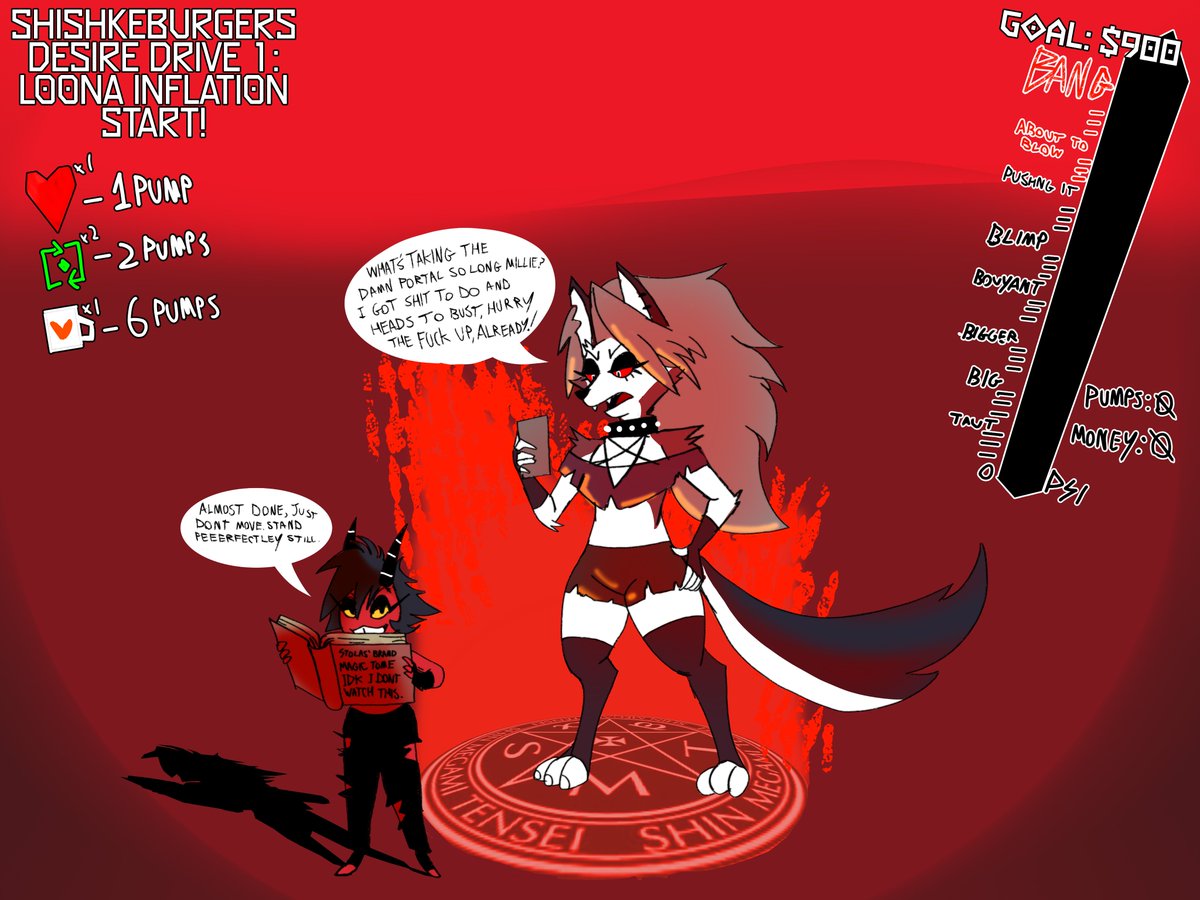 DESIRE DRIVE NO.1 IS LIVE! 
Featuring an unfortunate hellhound and a naughty little imp. Lets see how BIG you can get her!
☕️ link down below!!!