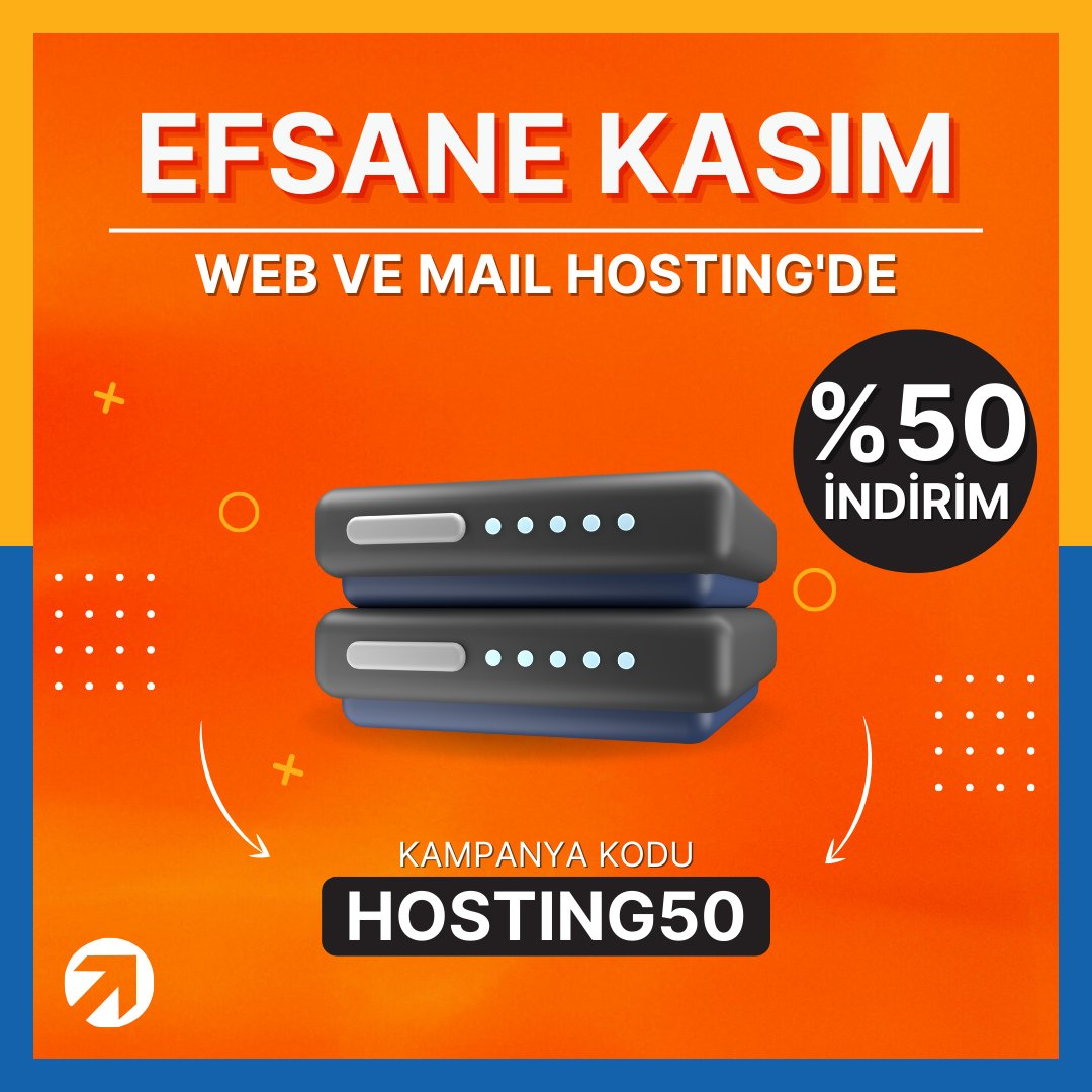 DorukNet's tweet photo. 💥Efsane kasım indirimleri başladı
📌Web Hosting ve Mail Hosting alımlarında HOSTING50 indirim kodu ile %50 indirim kazanın.
Şimdi fırsatı yakalayın; https://t.co/pziFt4ewxJ
#DorukNet #efsanekasım #webhosting #blackfriday #efsanecuma https://t.co/nVZzcpDU9t
