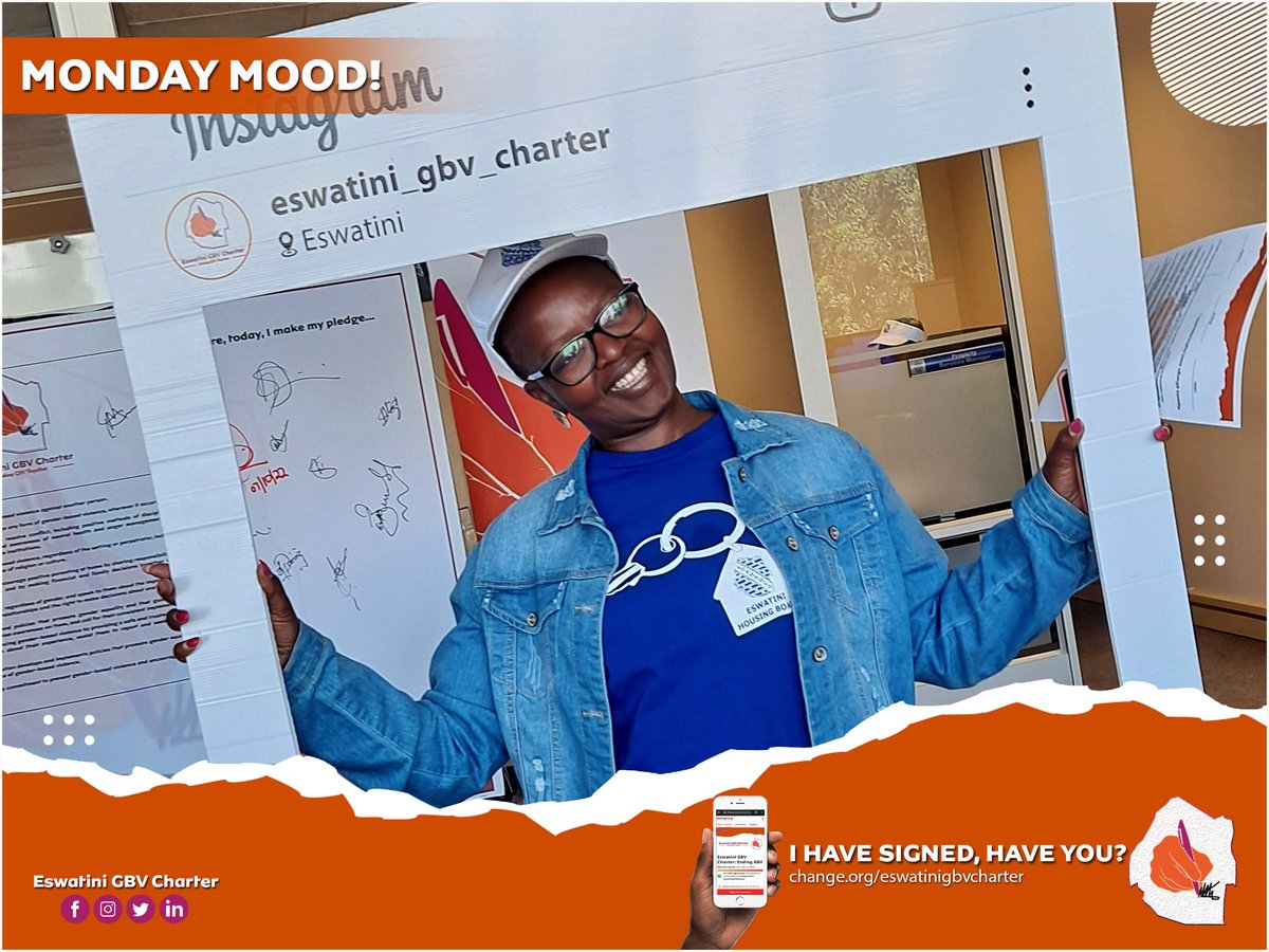 Our #mondaymood today goes out to Eswatini Housing Board; because that smile is enough to encourage you to sign the Eswatini GBV Charter. Have a beautiful and productive week! #endinggbvtogether #GBVmustfall #monday #mondaymotivation #Mondayvibes.