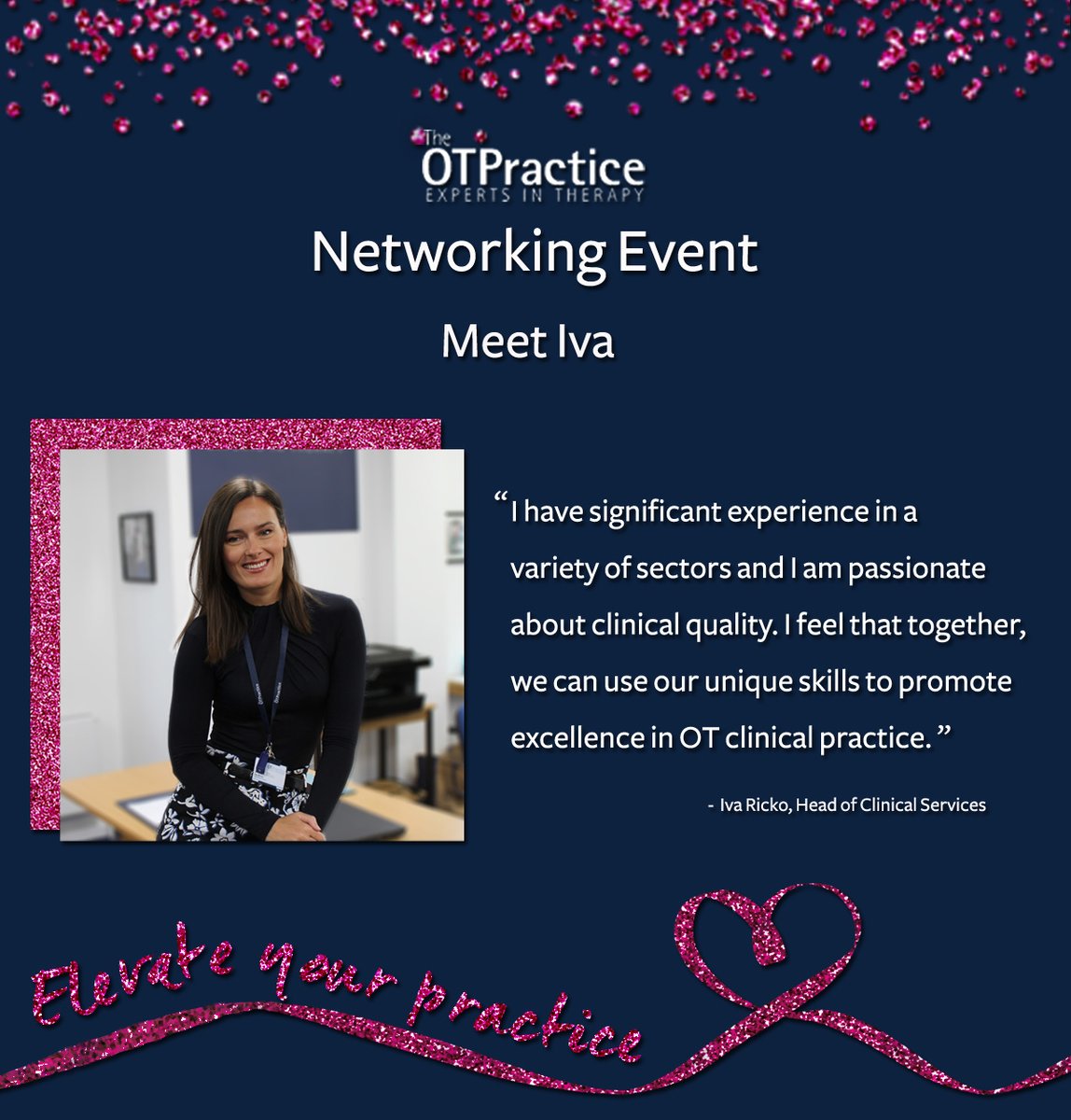Iva Ricko looks forward to meeting you at our Networking Event! To find out more about independent practice and to enjoy an evening on us @ the Genting Hotel, Birmingham NEC on Wednesday the 23rd of November, book your FREE TICKET now: theotpractice.co.uk/event-bookings