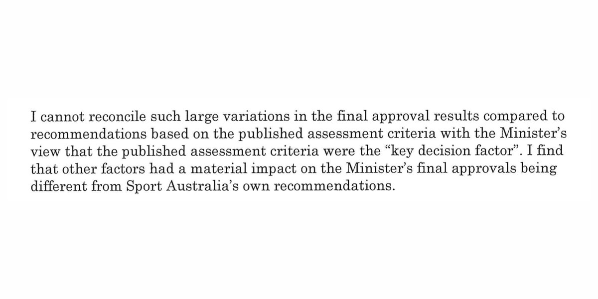 william_summers's tweet photo. Gaetjens said in report: "I cannot reconcile such large variations in the final approval results compared to recommendations based on the published assessment criteria..."

BUT (as flagged by Morrison at the time) Gaetjens disagreed with ANAO that grants were politically targeted https://t.co/pfyrVXiVa4