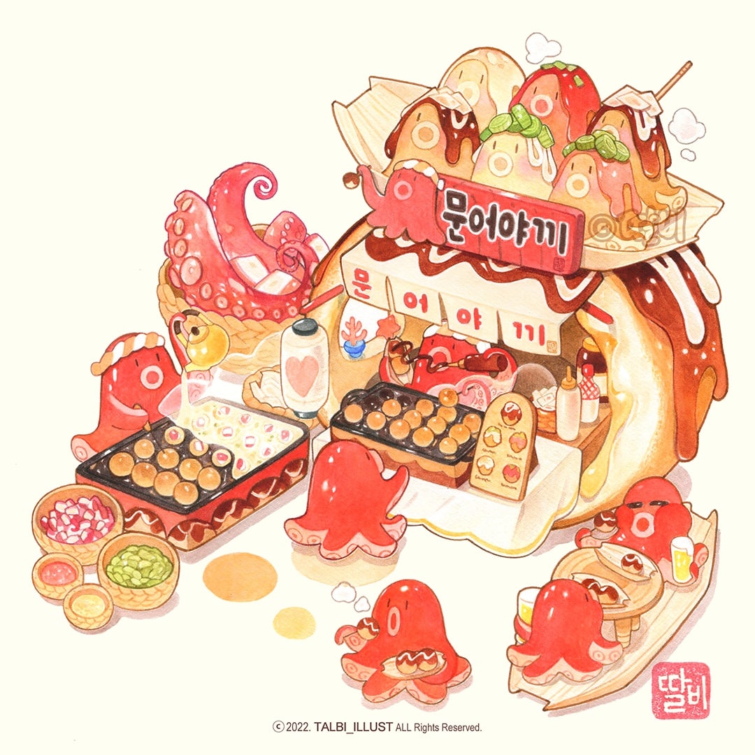 talbi_illust's tweet image. 안녕하세요 딸비입니다.
1년 8개월 동안 그린 그림들 중
몇 개만 보여드릴게요

저는 '사인펜'이라는 재료로 수작업
음식 일러스트를 그리고 있어요
요즘은 &amp;lt;음식 마을&amp;gt; 이라는 컨셉으로 그리고 있는데
앞으로도 맛있고 달콤한 일러스트로 많이 보여드리겠습니다^♡^)/