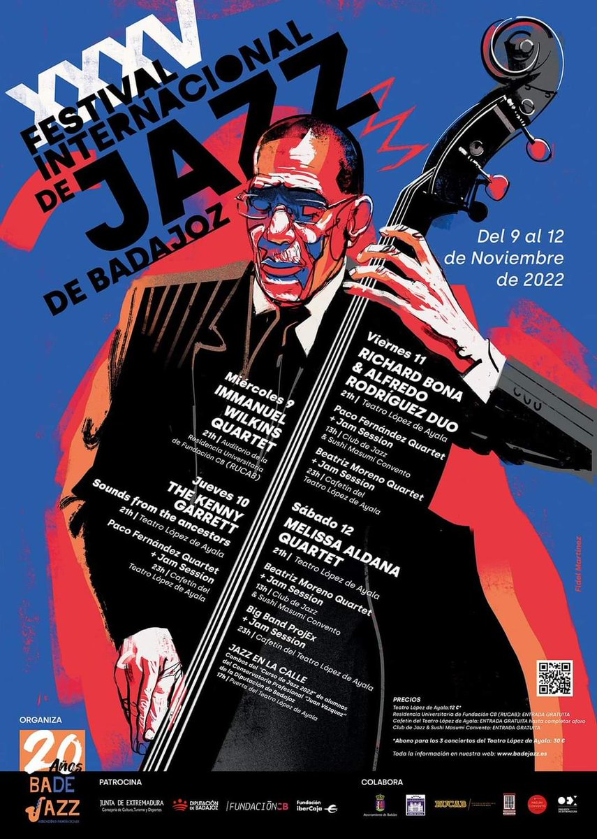 JavierAlcantaMu's tweet photo. ¡¡¡¡Esta semana comienza la semana grande del jazz en Extremadura, no te quedes sin tus entradas!!!
XXXV FESTIVAL INTERNACIONAL DE JAZZ DE BADAJOZ
DEL 9 AL 12 DE NOVIEMBRE DE 2022
Entradas e información completa en: https://t.co/v408eif6AA
#badejazz #festivaldejazzdebadajoz https://t.co/ATTnC2K9ew