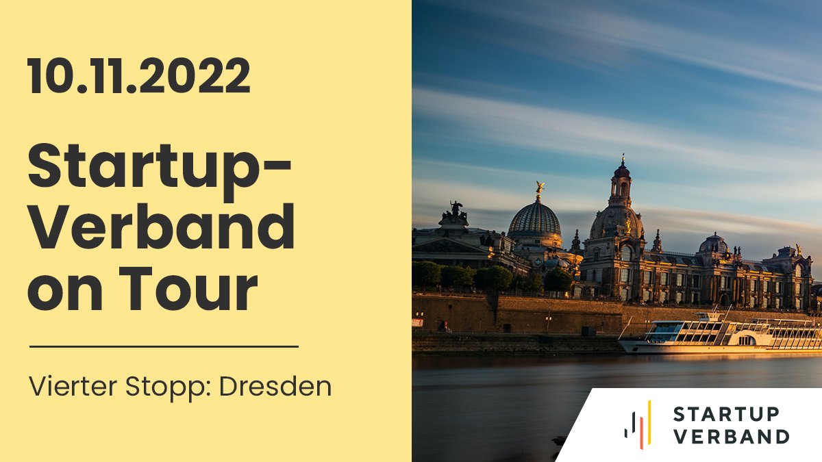 🥳 Wir haben einen tollen Veranstaltungstipp für euch: Wir sind mit Startup-Verband on Tour am 10.11. in Dresden und freuen uns auf ein ausgelassenes Networking-Event mit euch 🤗: eventbrite.de/e/startup-verb…